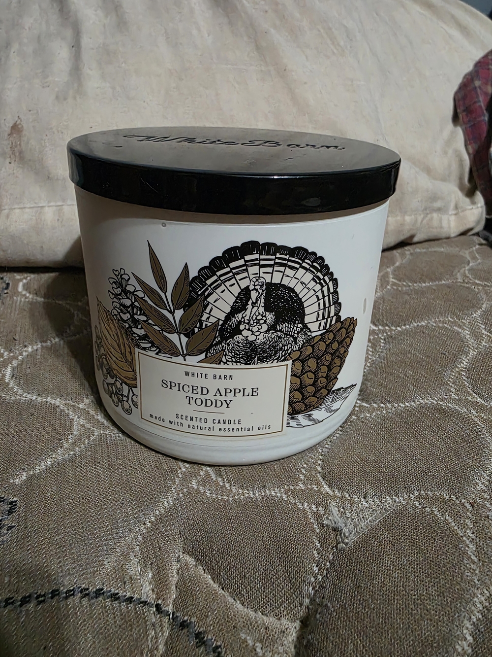 White Barn Spiced Apple Toddy Scented Candle — Cream & Black